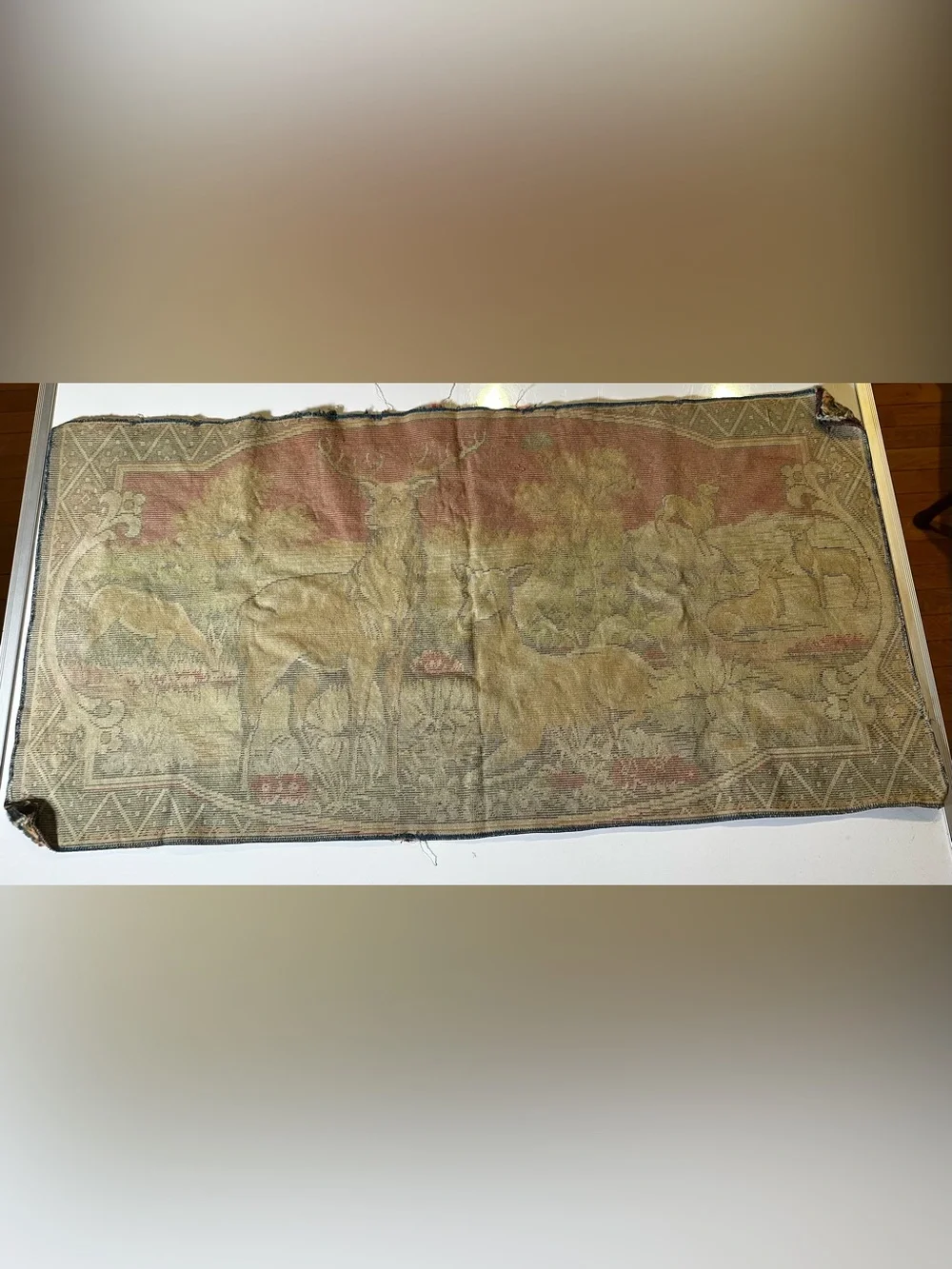 Vtg Deer Family Wall Tapestry Hunting Lodge Decor Hanging Rustic Cabin Woodland